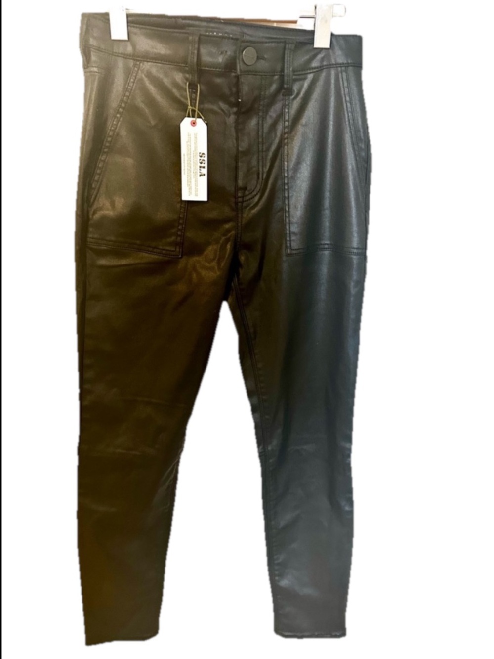 Sanctuary Faux Leather Pants Black High Rise Slim Leg Size 28 NWT